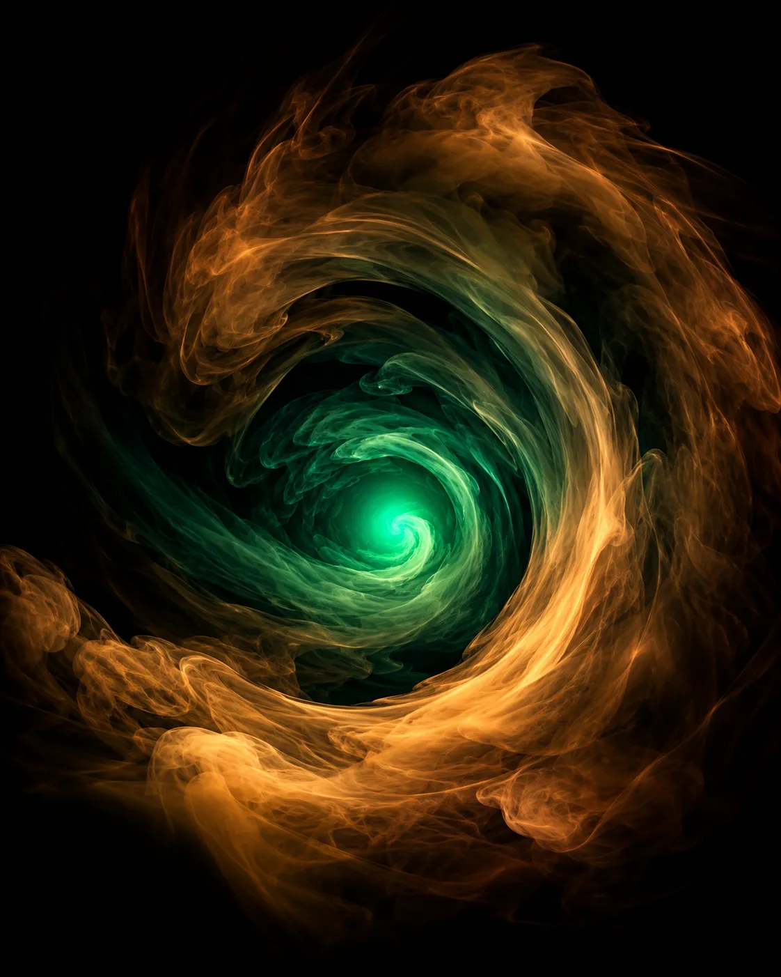 A smoke vortex with an emerald core.