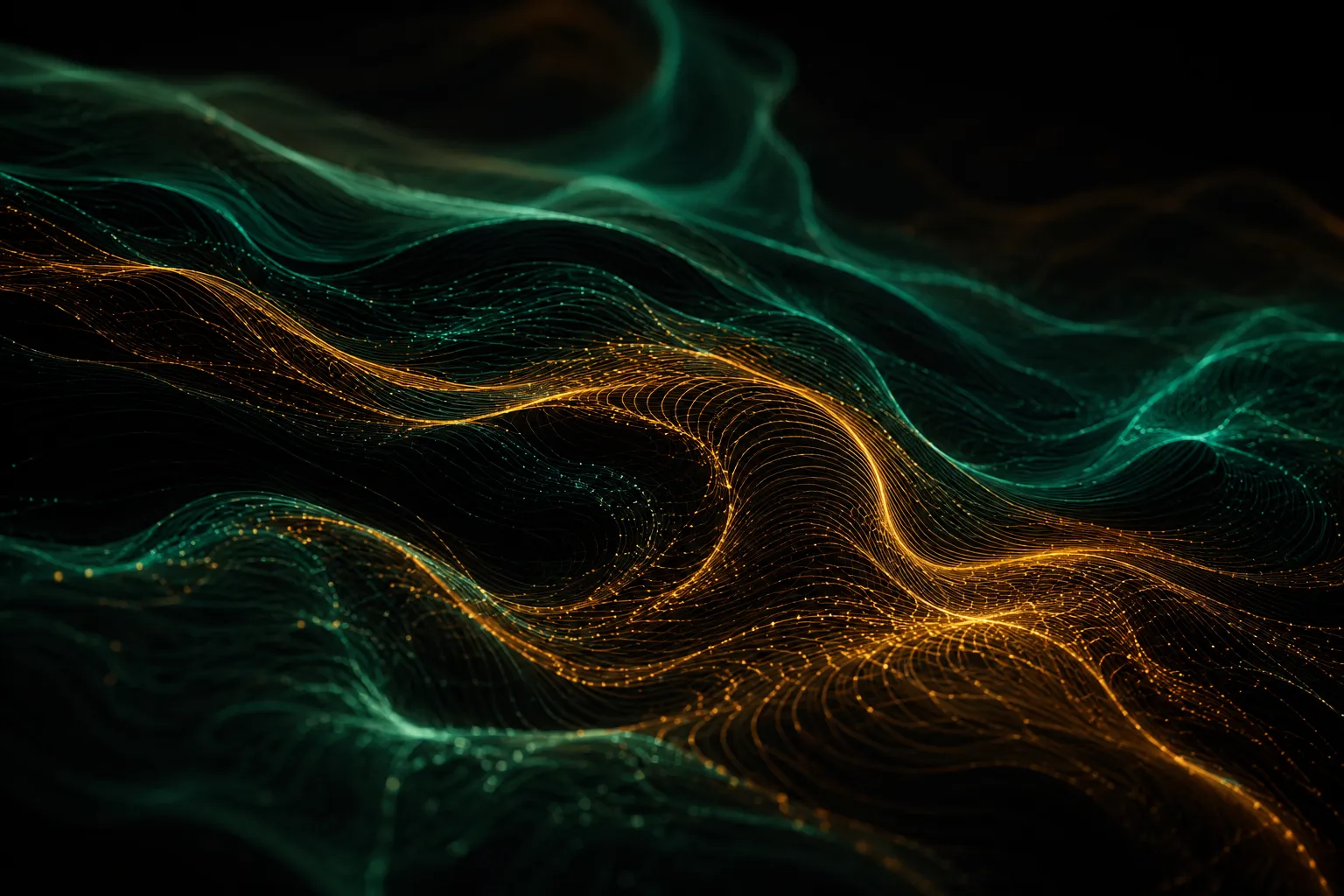 Ocean currents as a glowing wireframe.